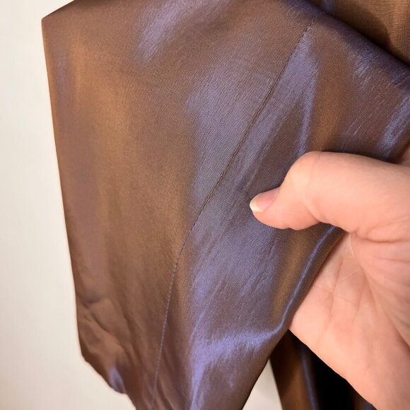 Burberrys Of London Women's Iridescent Brown‎ Satin Belted Jacket- Sz. 4 - Picture 4 of 9